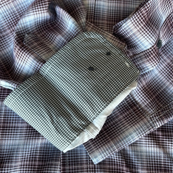 WRK Men's 4 Way Regular Fit Dress Shirt in Burgandy/Grey Plaid Size 15.5 NWT - Picture 9 of 9